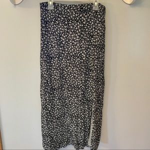 American Eagle Black Floral Midi Skirt with slit
